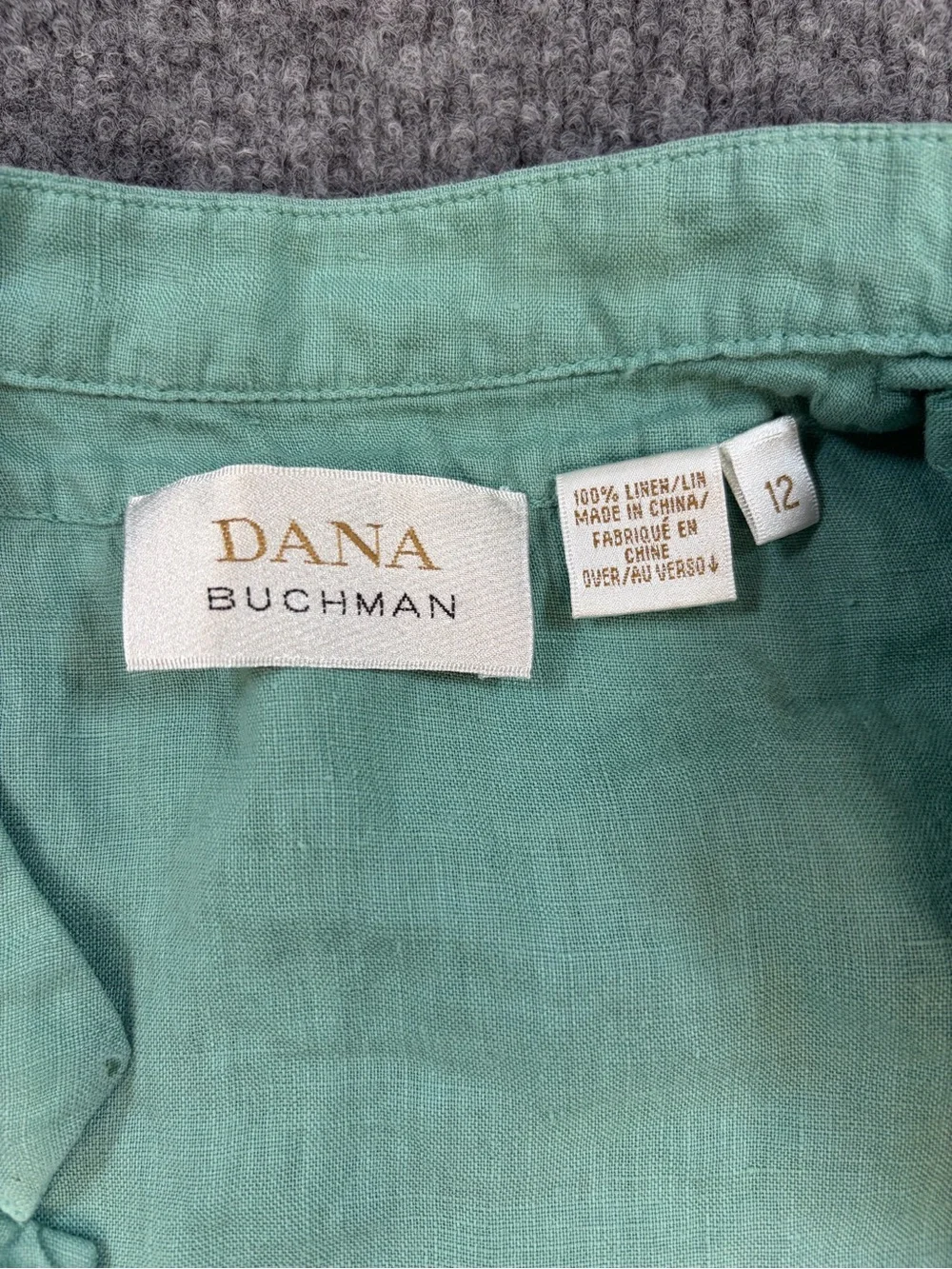 Dana Buchman 100% Linen Twinset Ombre Blue Green Coastal Grandma Cardigan Sz 12